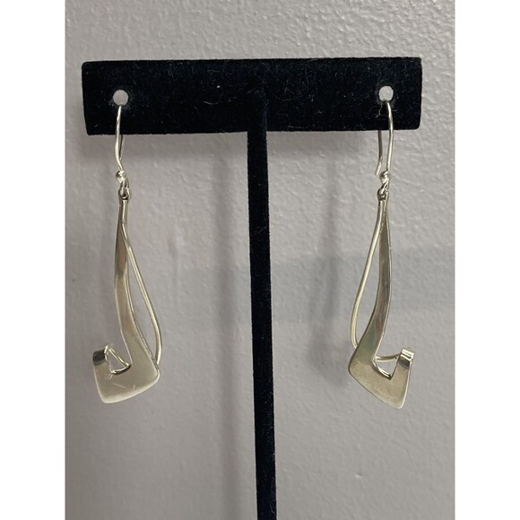 VTG Signed HOB Mexico Sterling 925 Long Abstract Dangle Southwestern Earrings - Picture 1 of 11